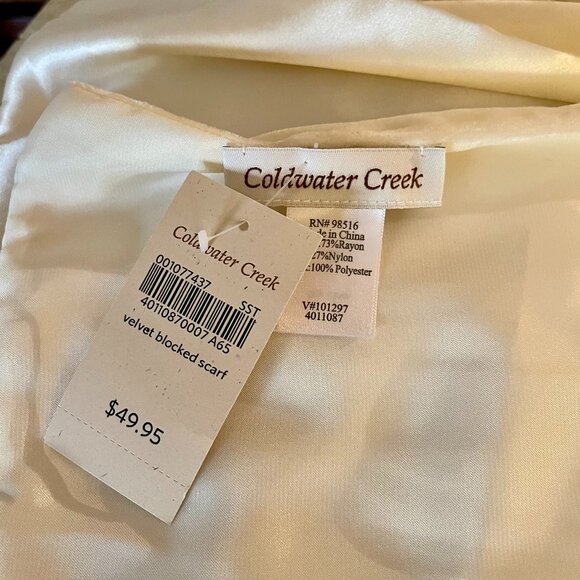 Satin and velvet shawl/wrap -- cream and taupe . New with Tags. Coldwater Creek - Picture 4 of 6